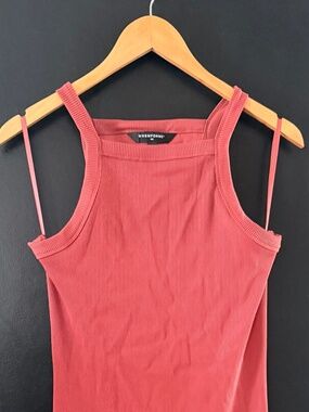 WHBM Forme Rib Cutout Tank Dress Size Large Rust Color Bodycon Midi